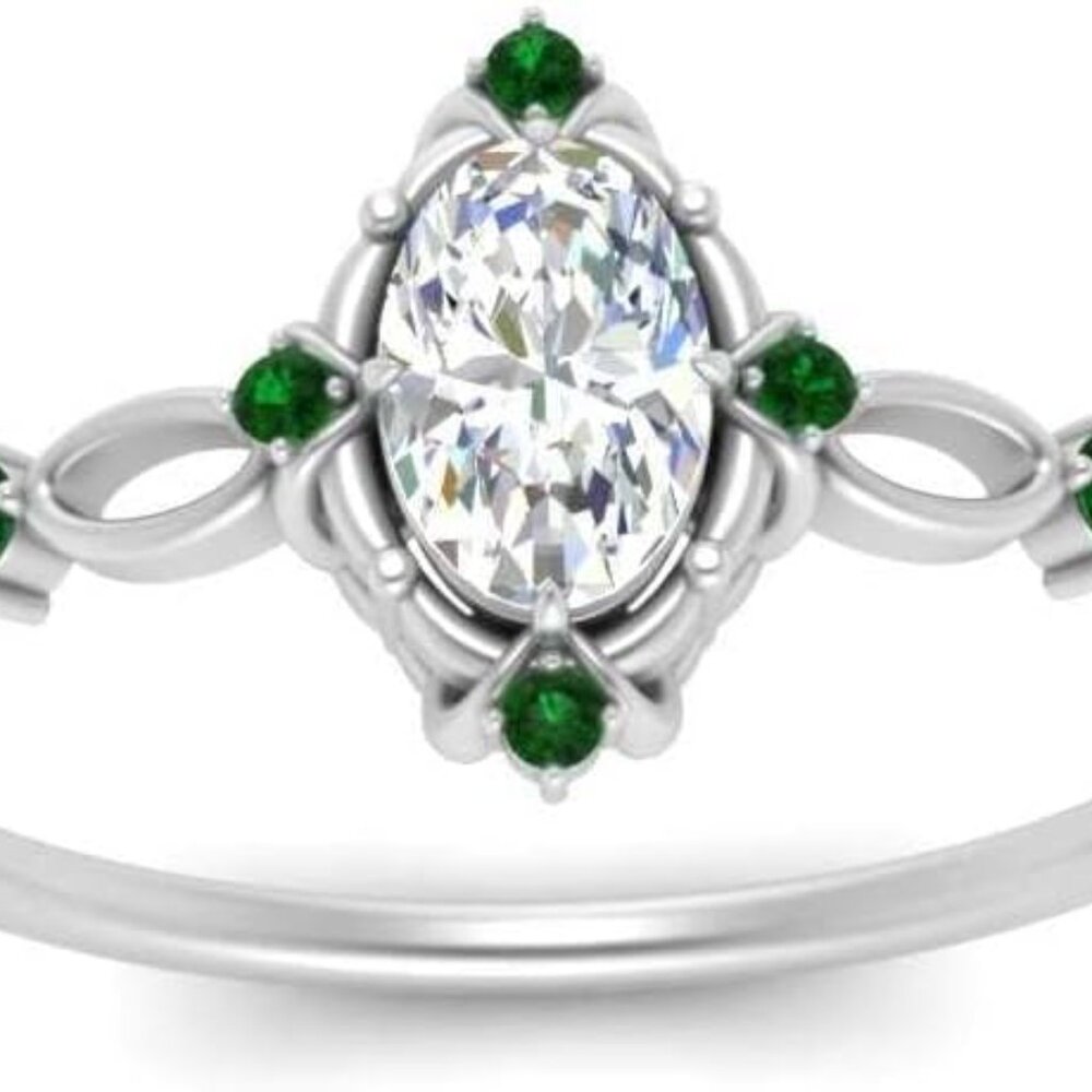 Oval Halo Antique Delicate Diamond CZ Ring Sterling Silver size 6